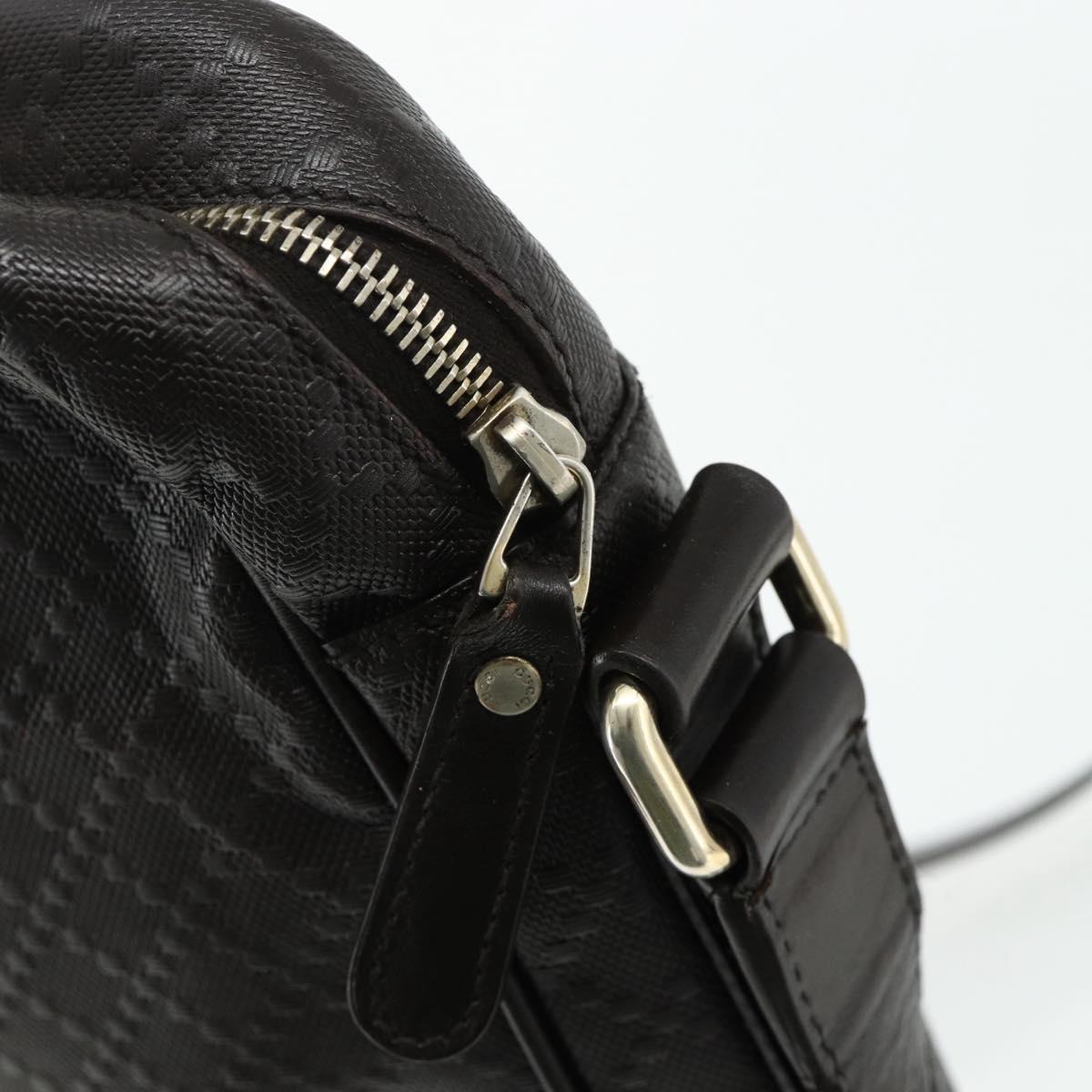 GUCCI Diamante Shoulder Bag Leather Dark Brown Silver 201448 Auth BA12291A