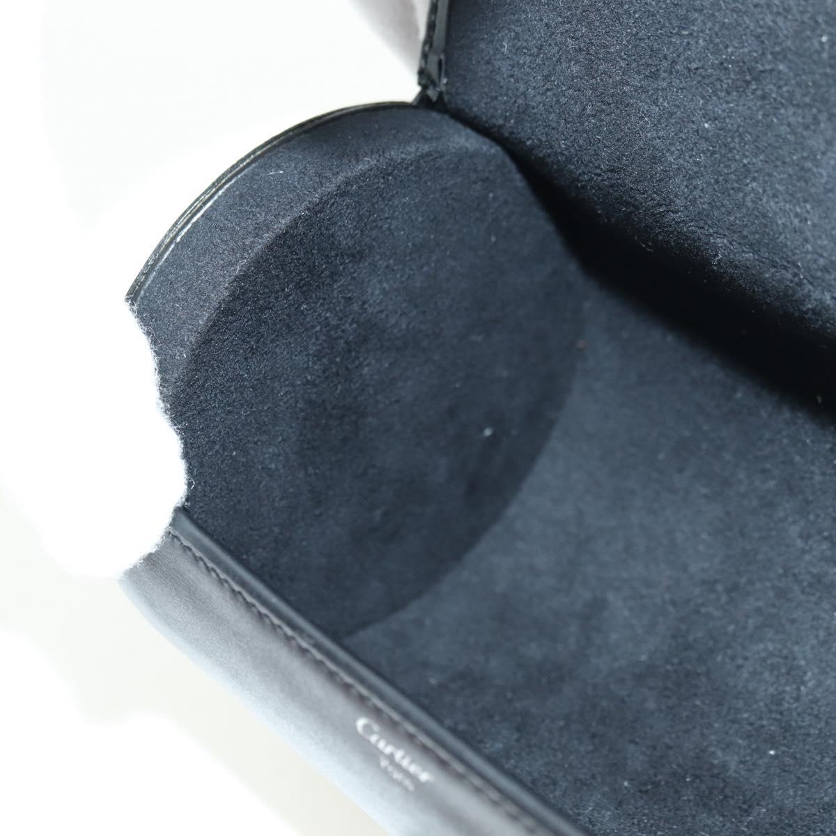 CARTIER Watch Case Leather Black Silver Auth BA12294V