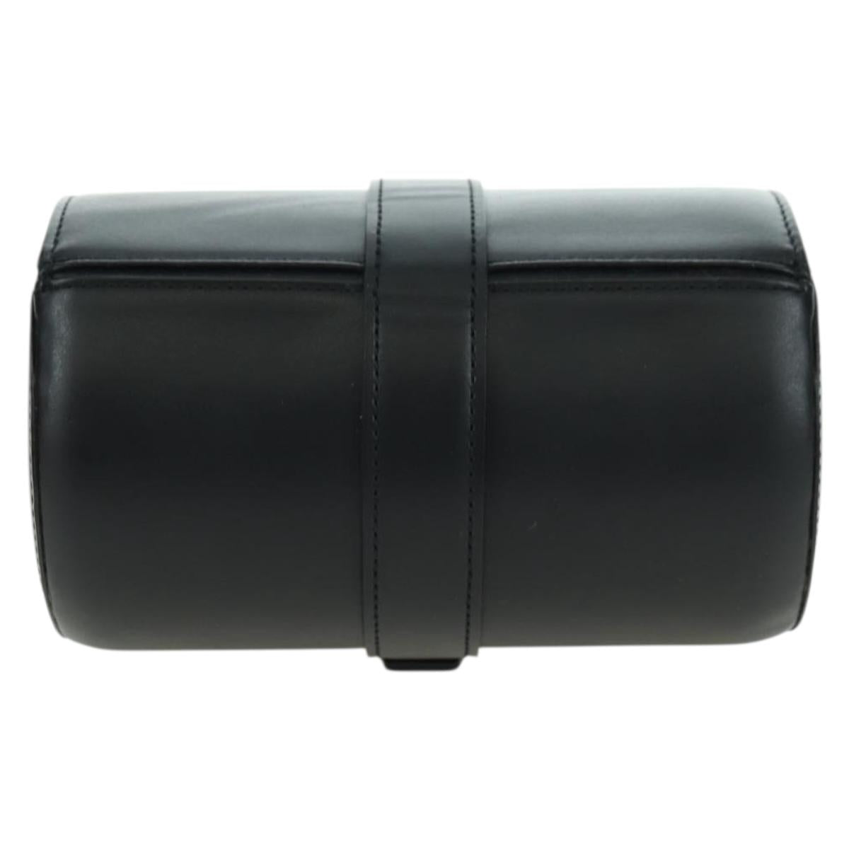 CARTIER Watch Case Leather Black Silver Auth BA12294V