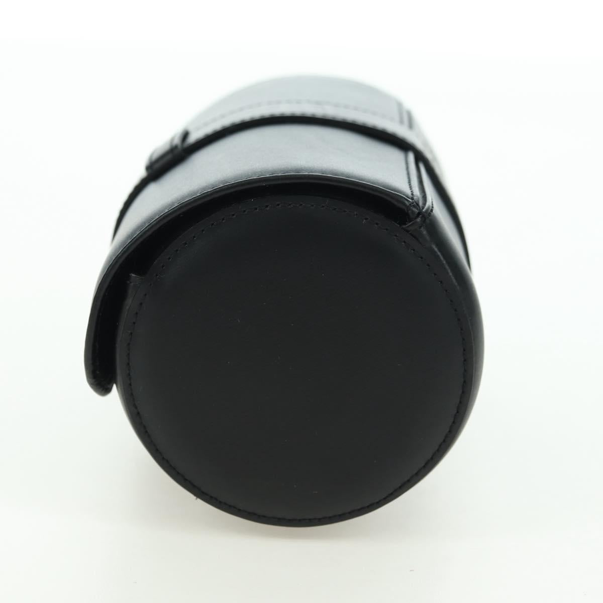 CARTIER Watch Case Leather Black Silver Auth BA12294V