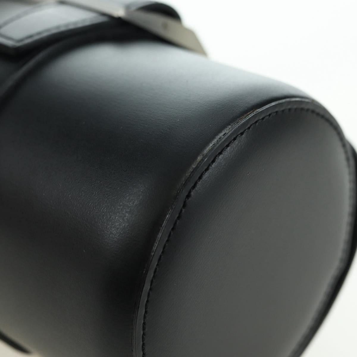 CARTIER Watch Case Leather Black Silver Auth BA12294V