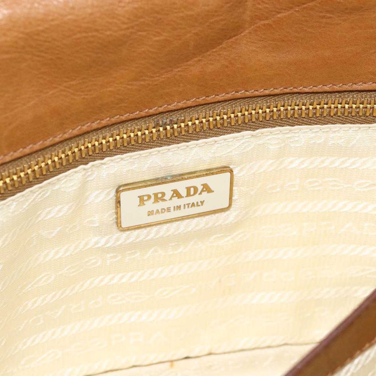 PRADA Shoulder Bag Nylon Ivory Gold Auth BA12301