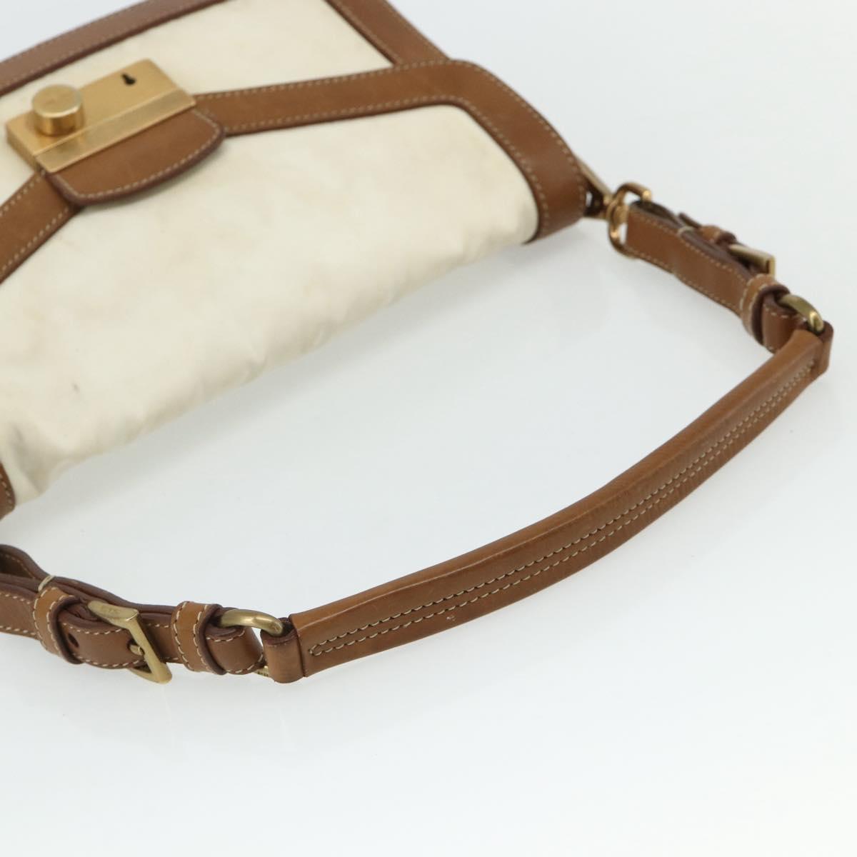 PRADA Shoulder Bag Nylon Ivory Gold Auth BA12301