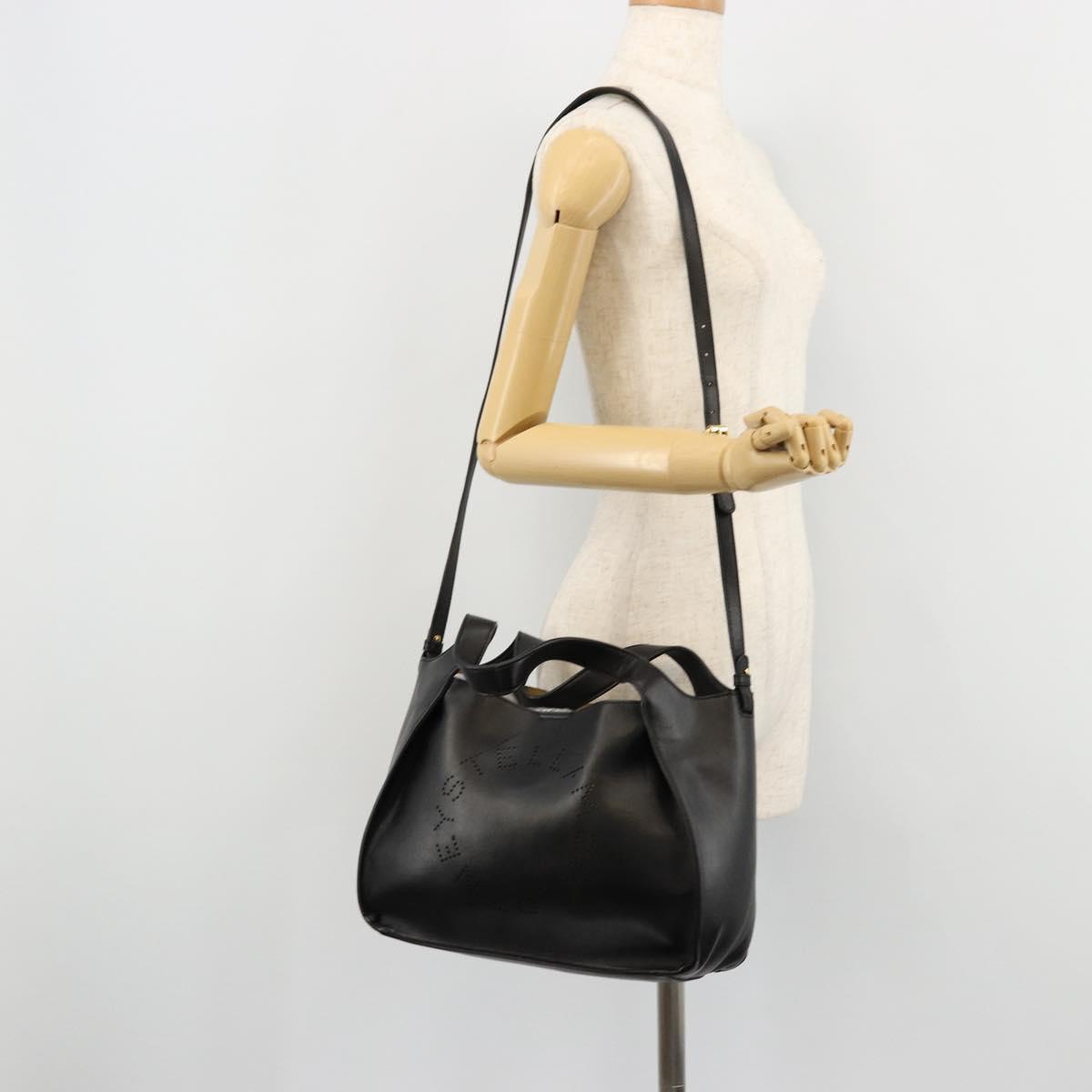 Stella MacCartney Hand Bag Leather 2way Black Gold 513860 Auth BA12302