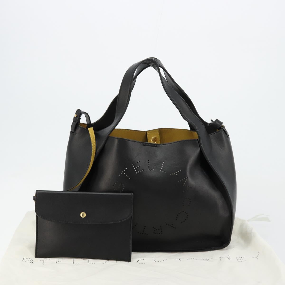 Stella MacCartney Hand Bag Leather 2way Black Gold 513860 Auth BA12302