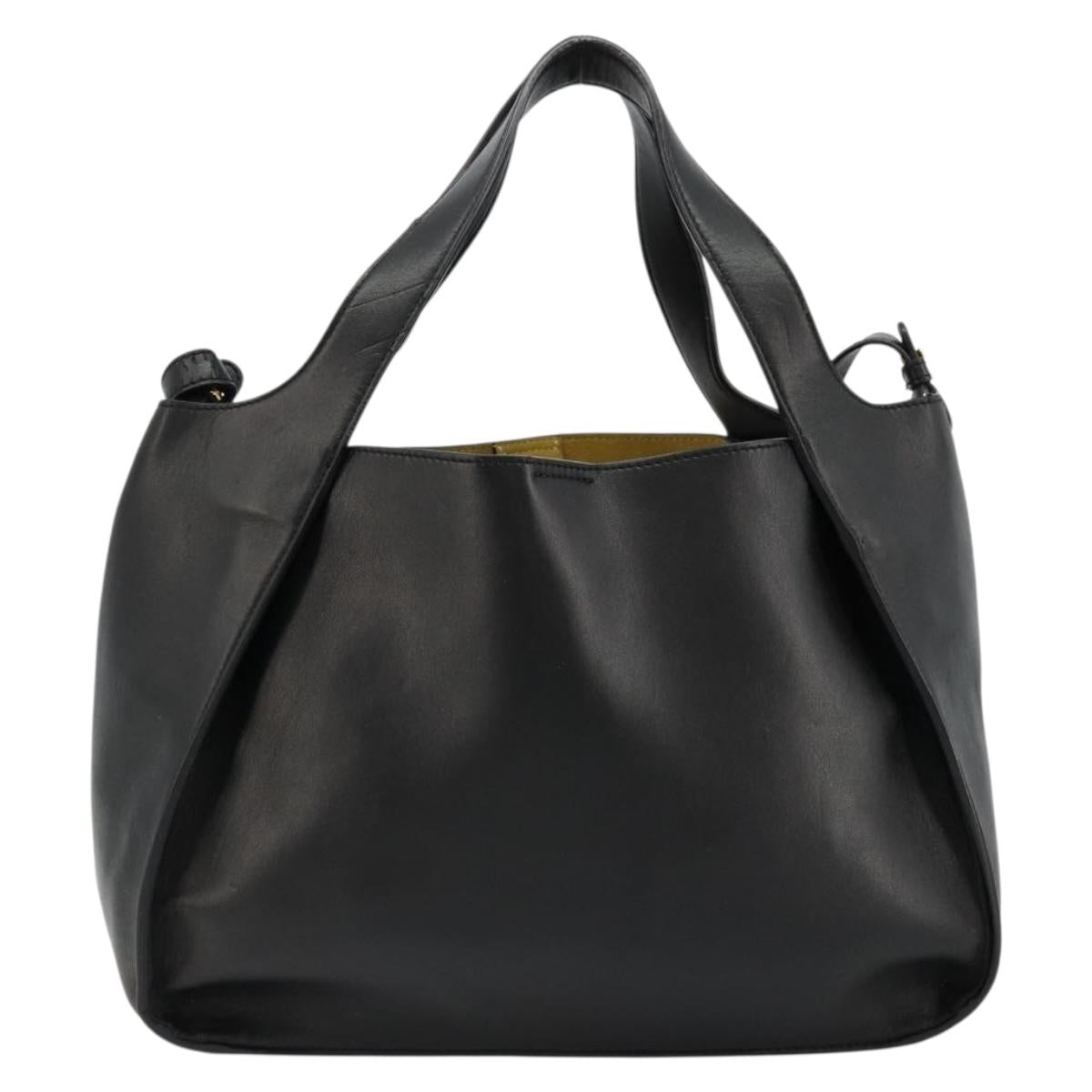 Stella MacCartney Hand Bag Leather 2way Black Gold 513860 Auth BA12302