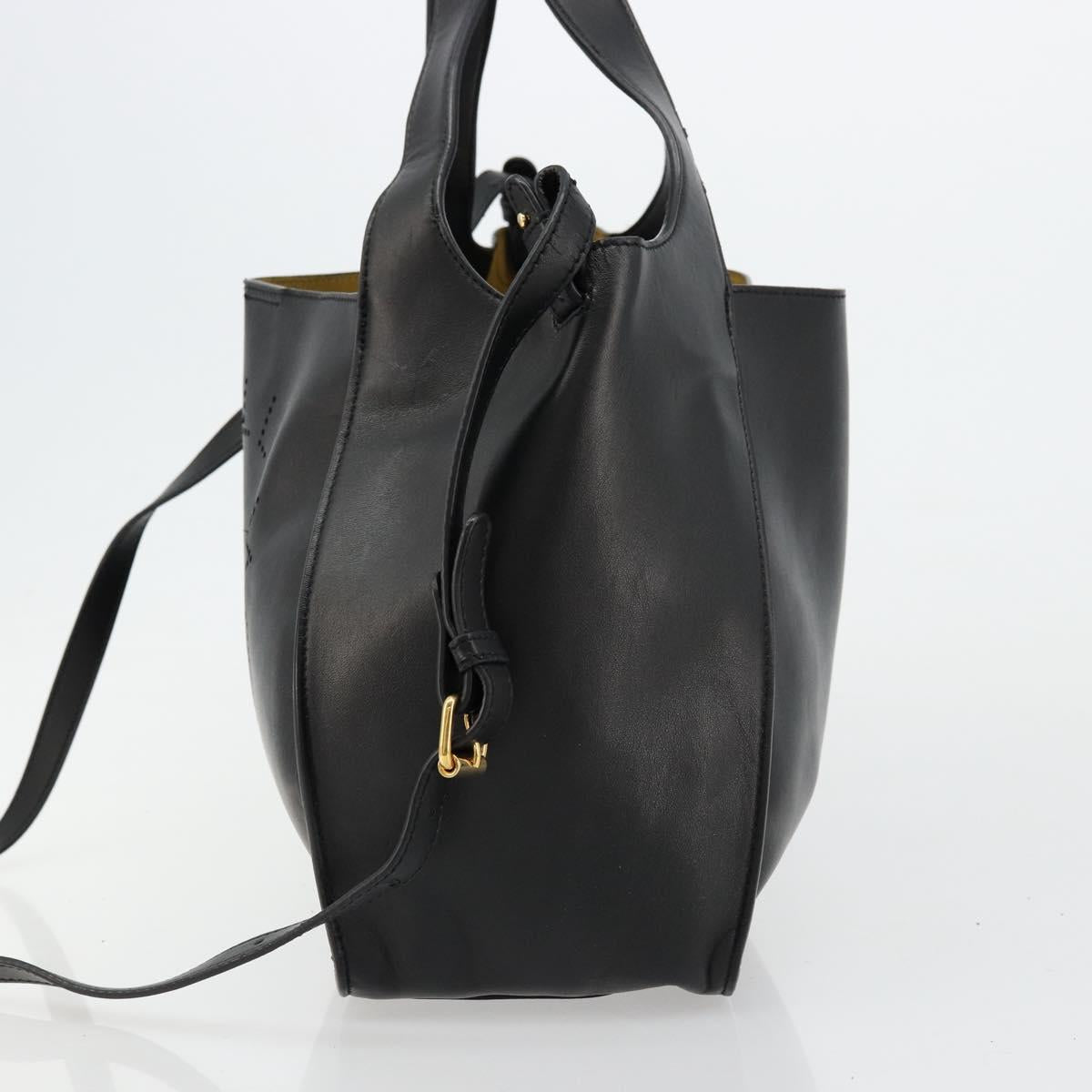 Stella MacCartney Hand Bag Leather 2way Black Gold 513860 Auth BA12302