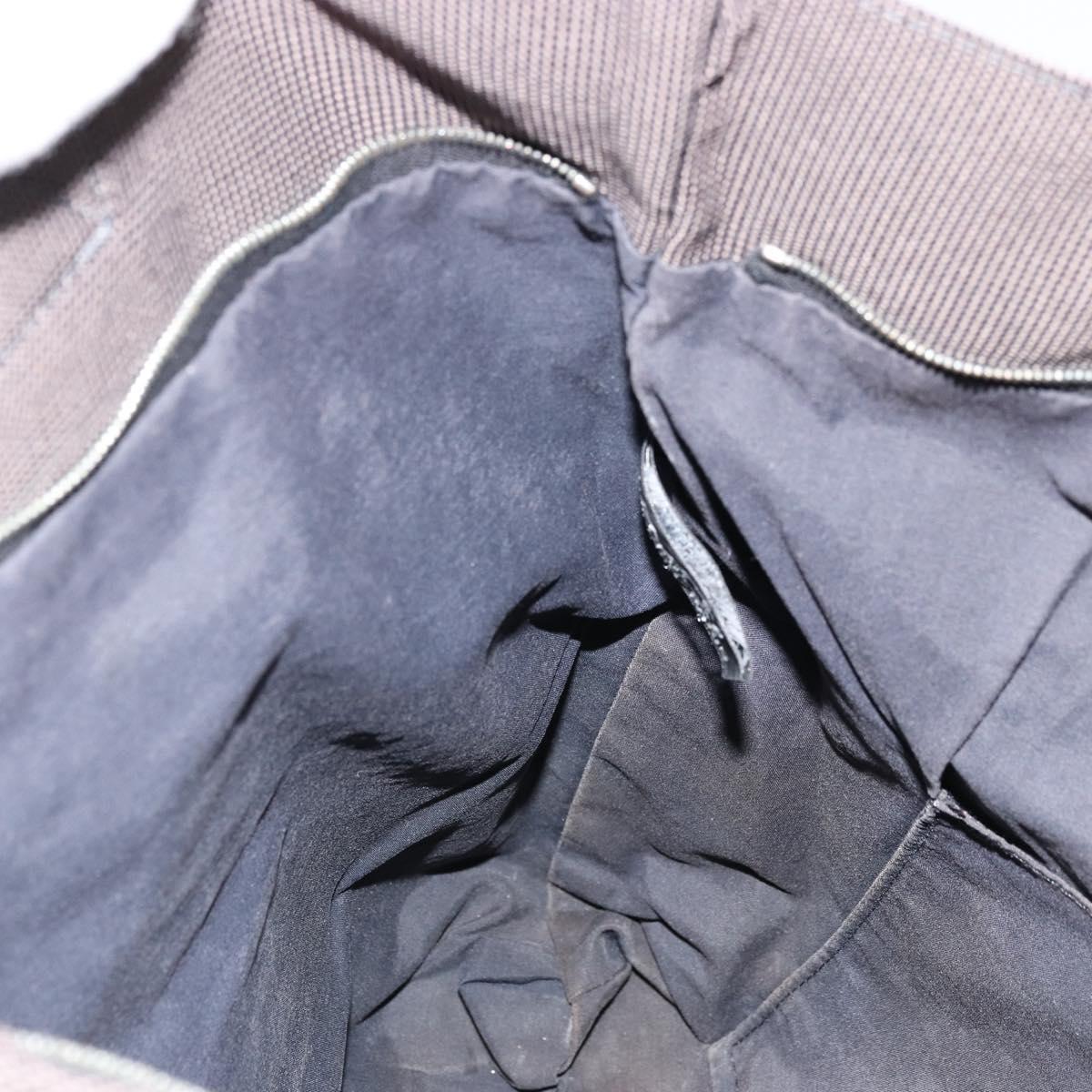 HERMES Her Line Cabas Tote Bag Canvas Gray Silver Auth BA12303