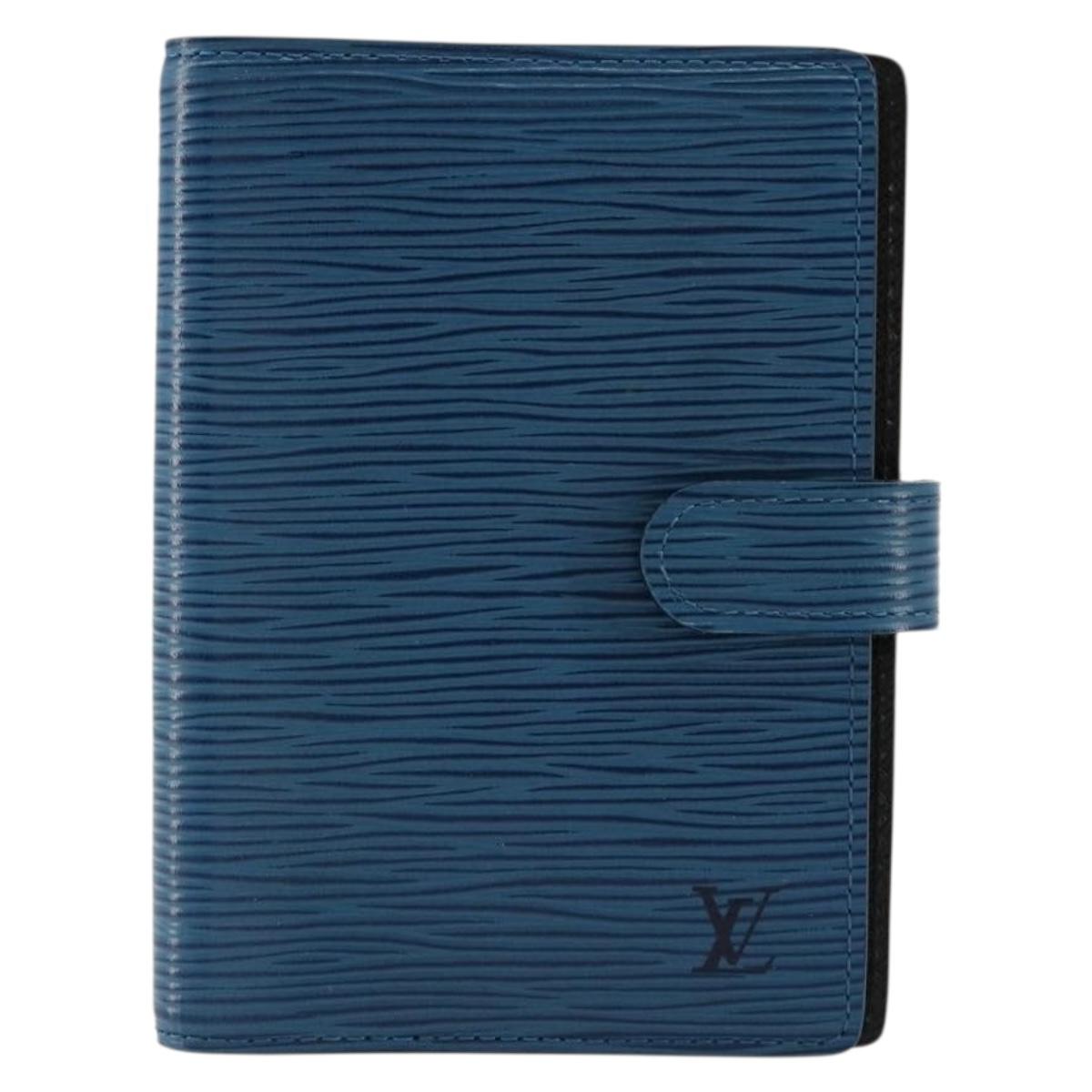 LOUIS VUITTON Epi Agenda PM Day Planner Cover Blue R20055 LV Auth BA12306