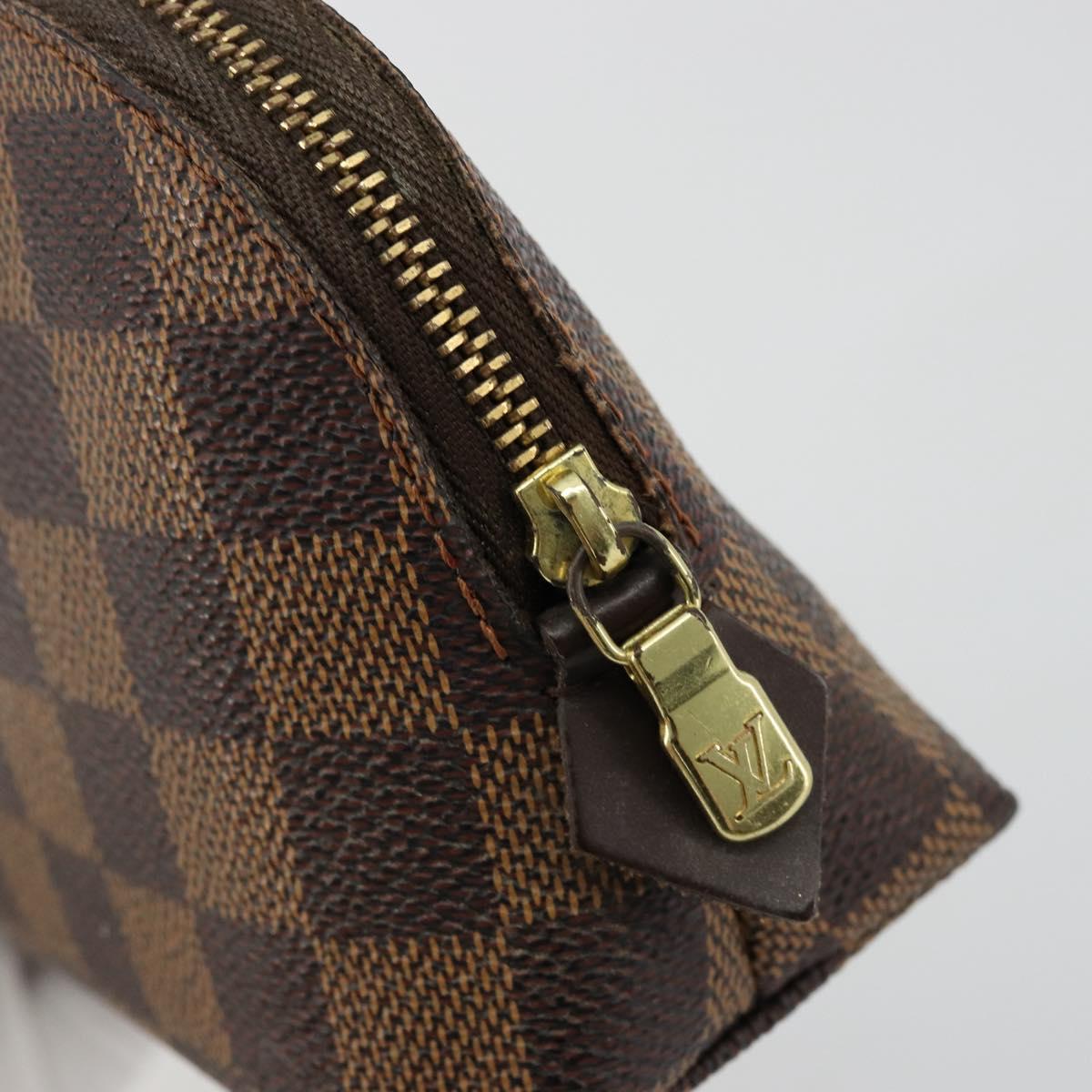 LOUIS VUITTON Damier Ebene Pochette Cosmetic PM Pouch N47516 LV Auth BA12307