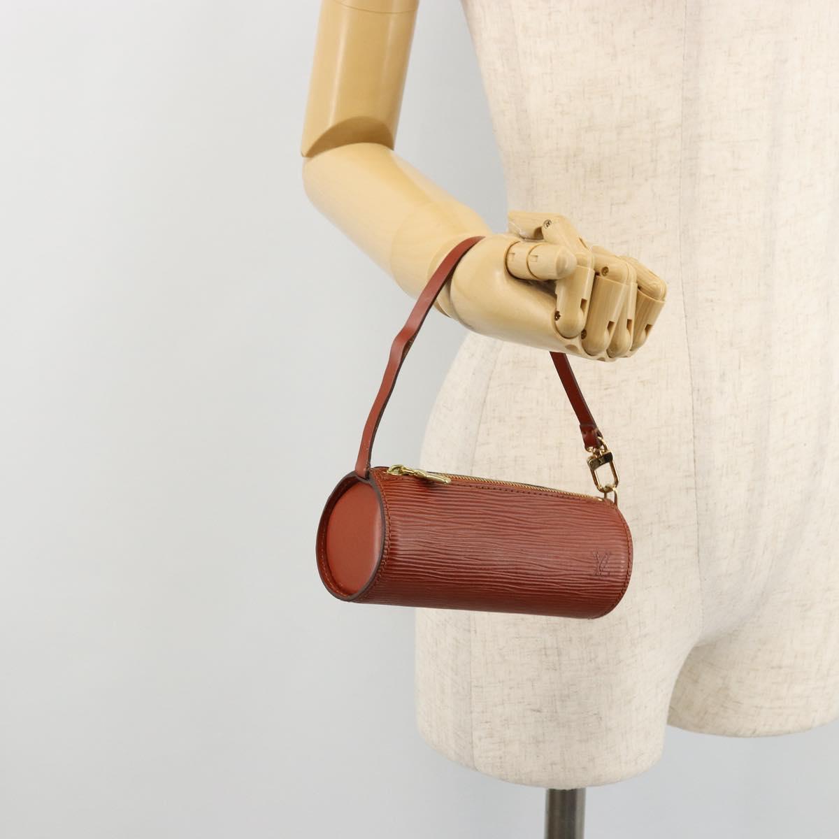 LOUIS VUITTON Epi Soufflot Pouch Accessory Pouch Brown LV Auth BA12310A