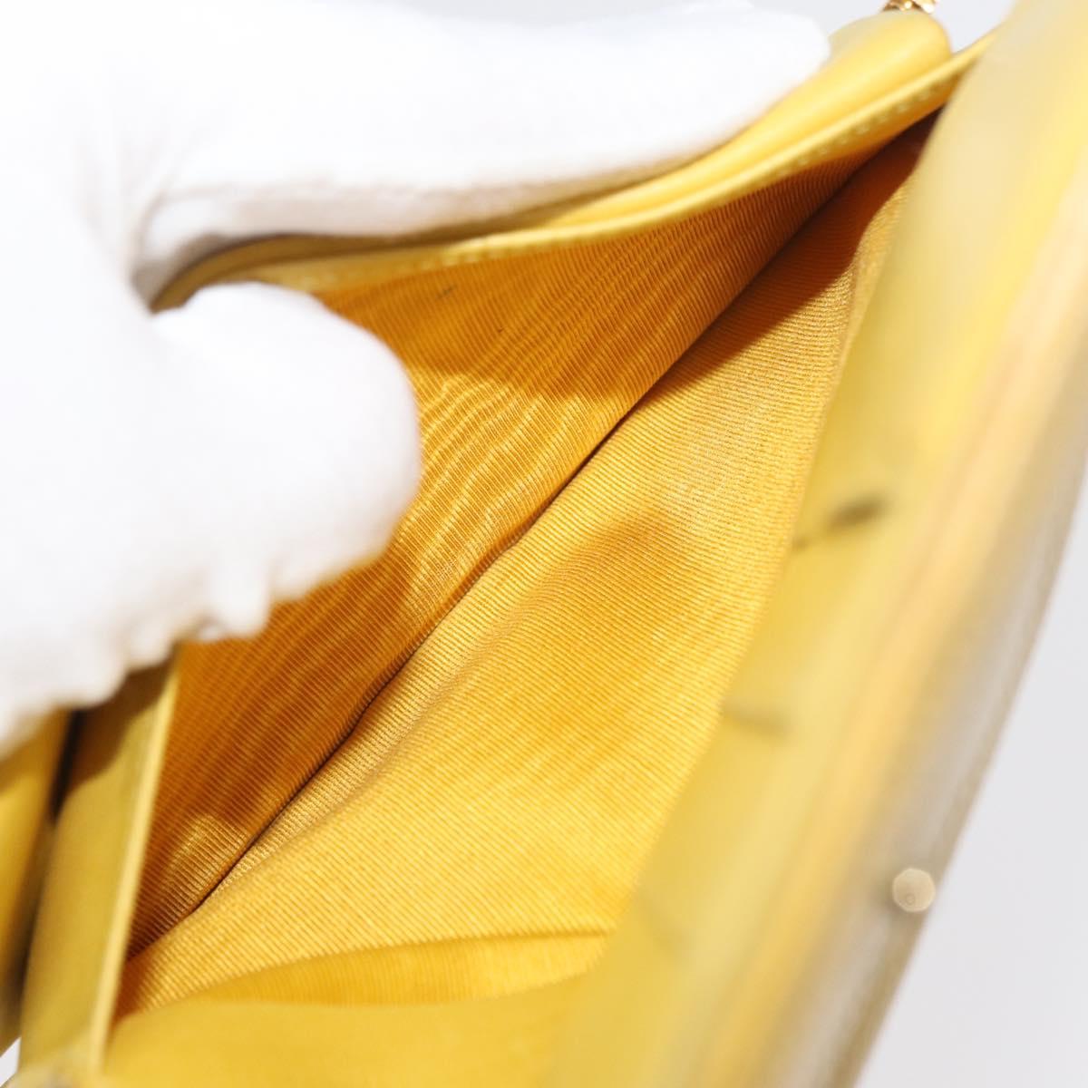 CHANEL COCO Mark Long Wallet Caviar Skin Yellow Gold CC Auth BA12318