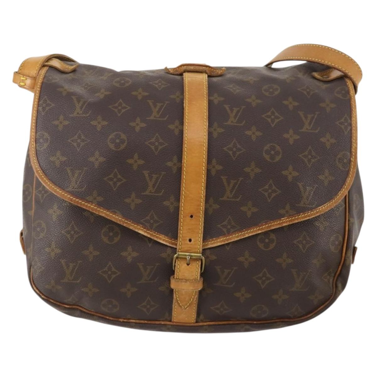 LOUIS VUITTON Monogram Saumur 35 Shoulder Bag M42254 LV Auth BA12326
