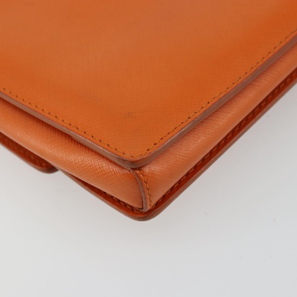 Salvatore Ferragamo Vala Chain Shoulder Bag Leather Orange Gold Auth BA12335