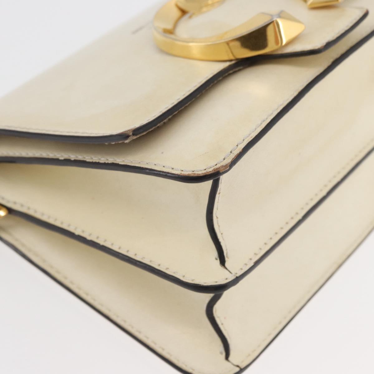 Jimmy Choo Shoulder Bag Leather White Gold Auth BA12336