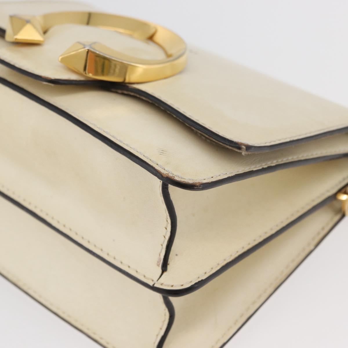Jimmy Choo Shoulder Bag Leather White Gold Auth BA12336