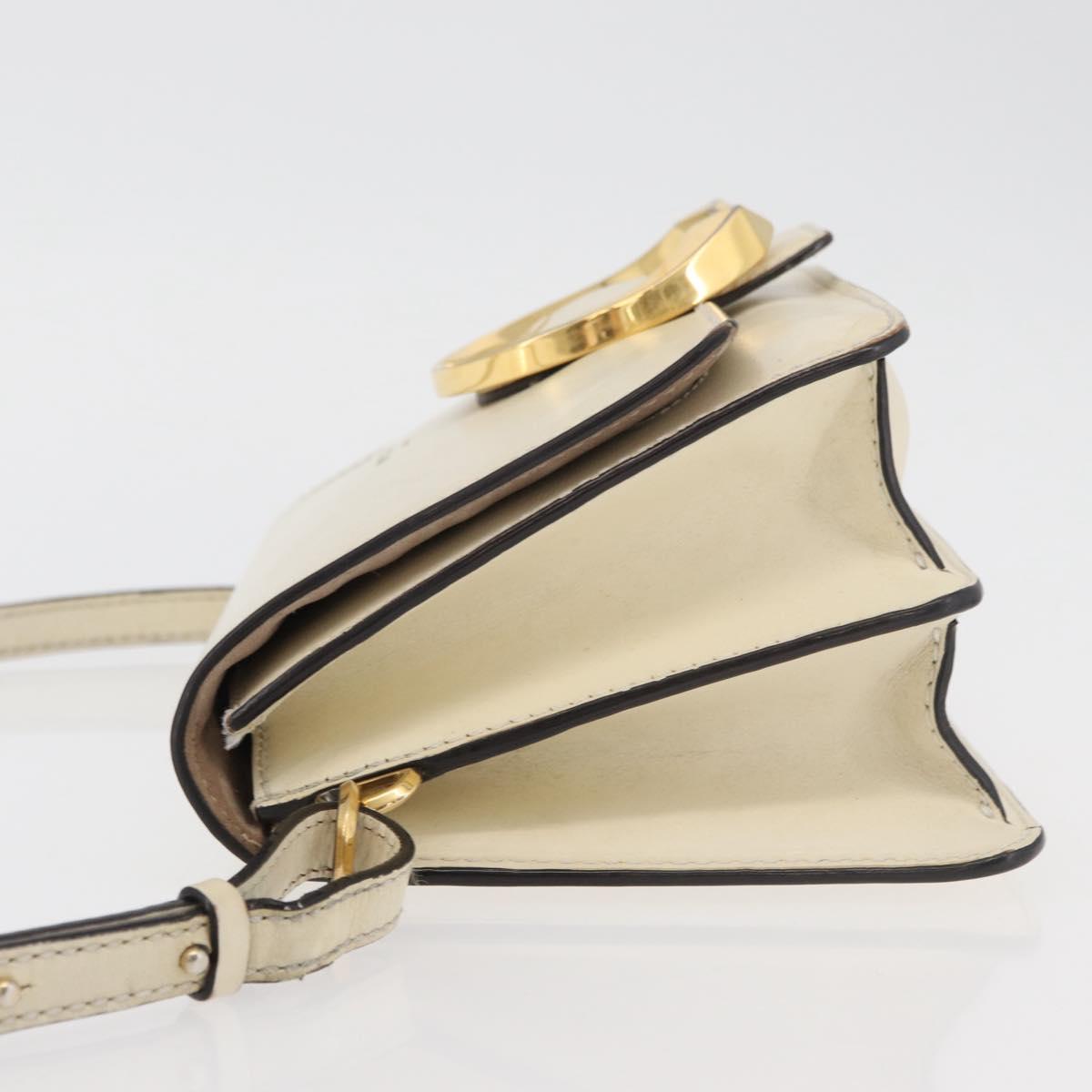 Jimmy Choo Shoulder Bag Leather White Gold Auth BA12336