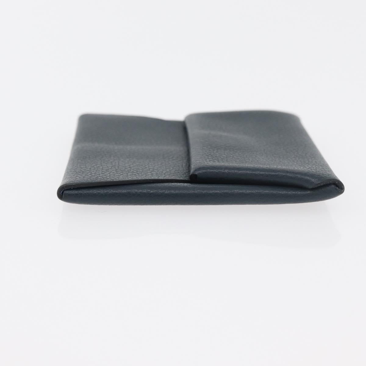 HERMES Pastier Coin Purse Leather Navy Silver Auth BA12337