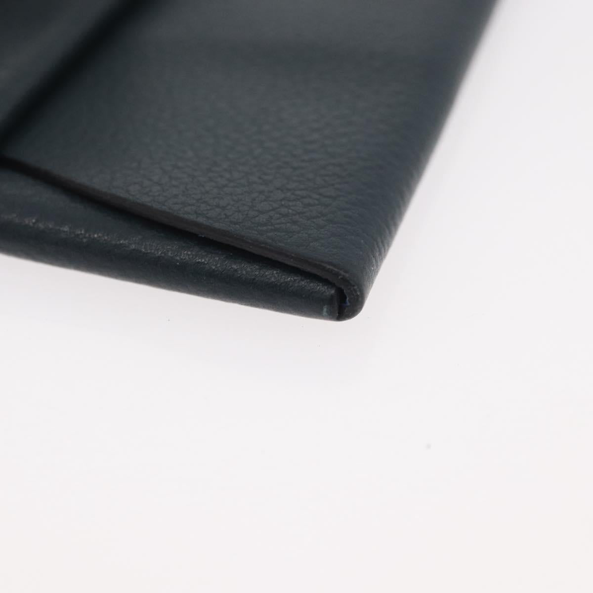 HERMES Pastier Coin Purse Leather Navy Silver Auth BA12337