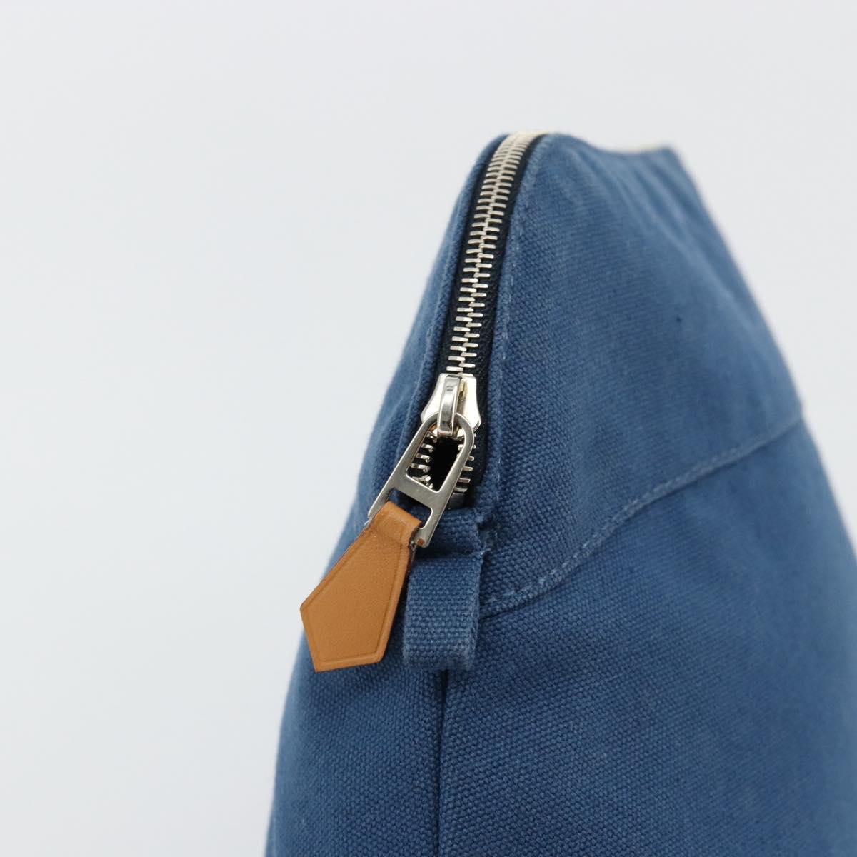 HERMES Bolide 25 Pouch Canvas Navy Silver Auth BA12340A