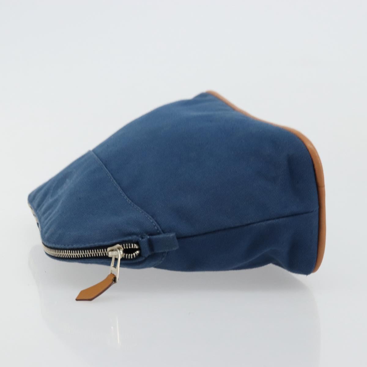 HERMES Bolide 25 Pouch Canvas Navy Silver Auth BA12340A