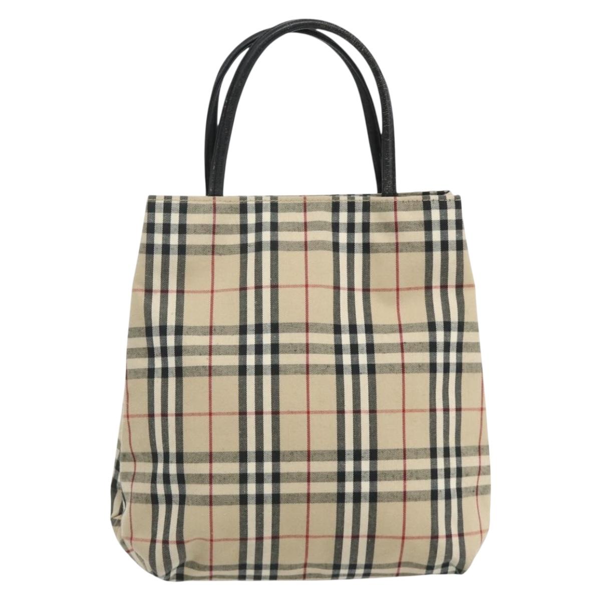 HERMES Burberry Nova Check Hand Bag Canvas 2 Set Beige Black Auth BA12351