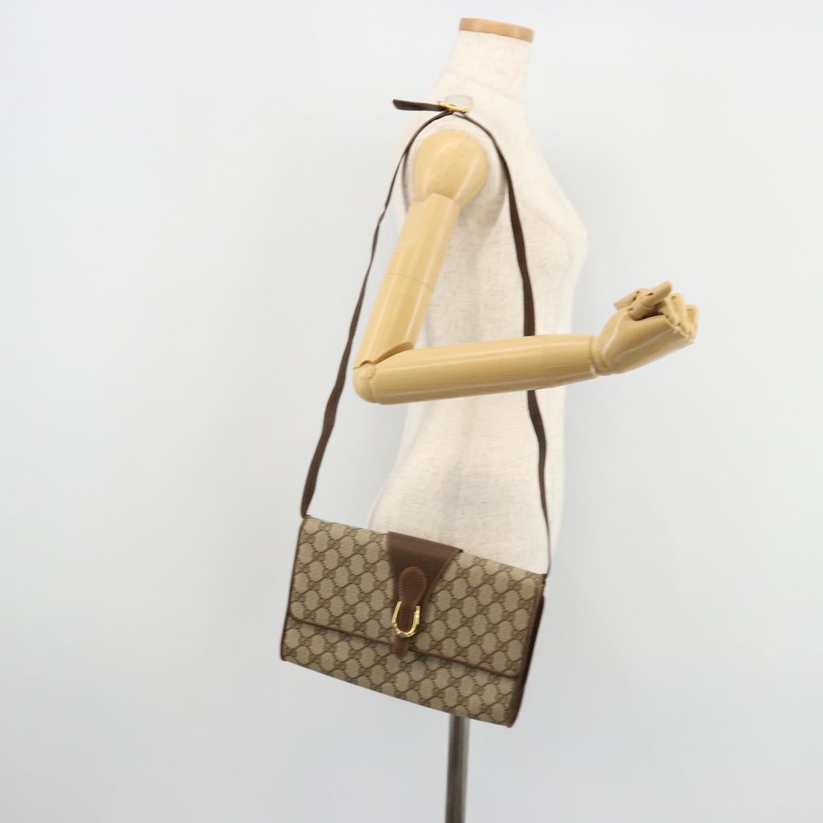 GUCCI GG Supreme Shoulder Bag PVC Beige Gold 904 02 050 Auth BA12354