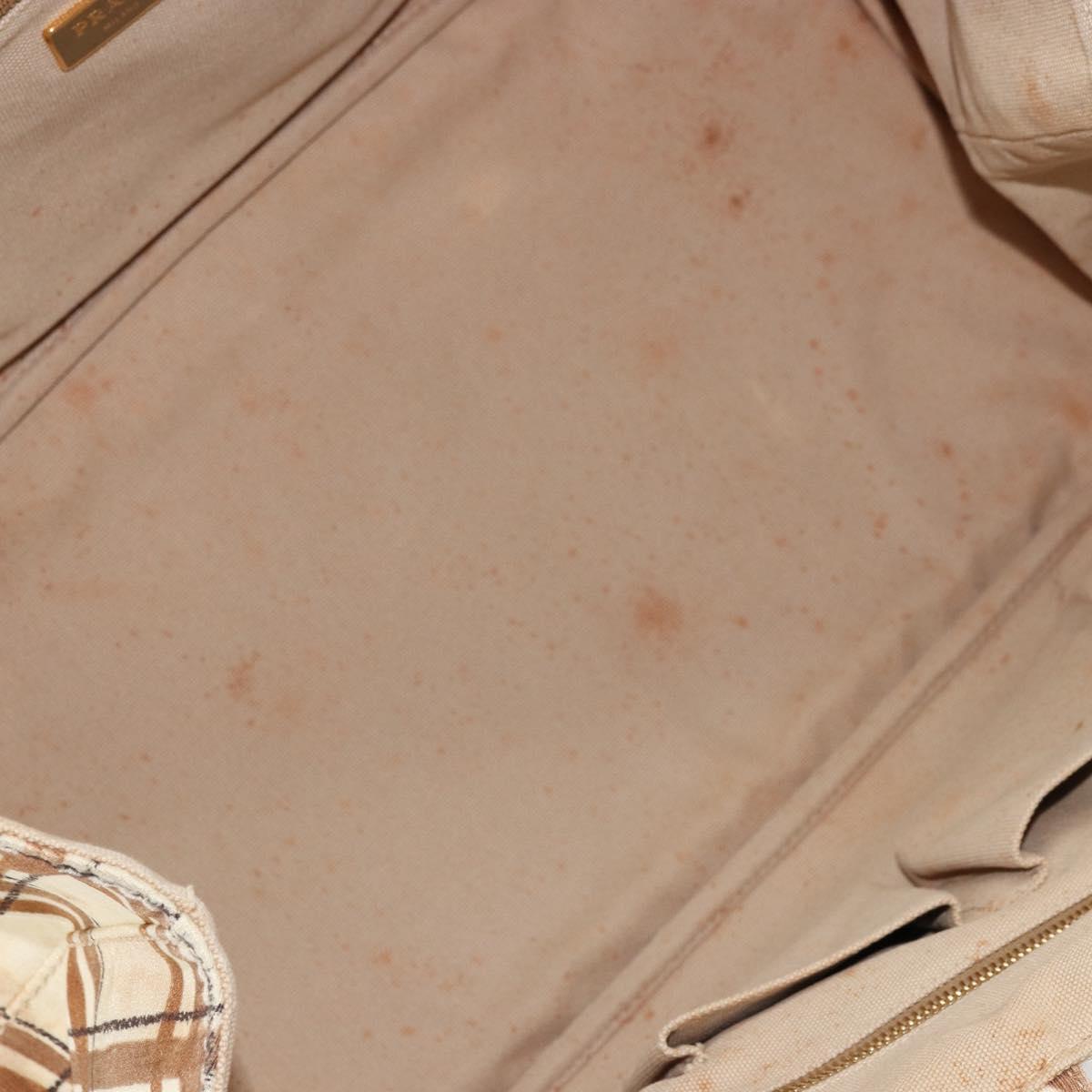 PRADA Canapa GM Tote Bag Canvas Beige Gold Auth BA12356