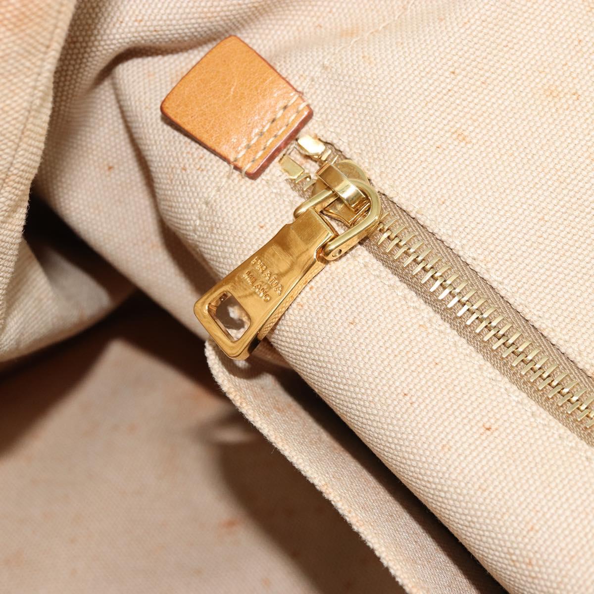 PRADA Canapa GM Tote Bag Canvas Beige Gold Auth BA12356