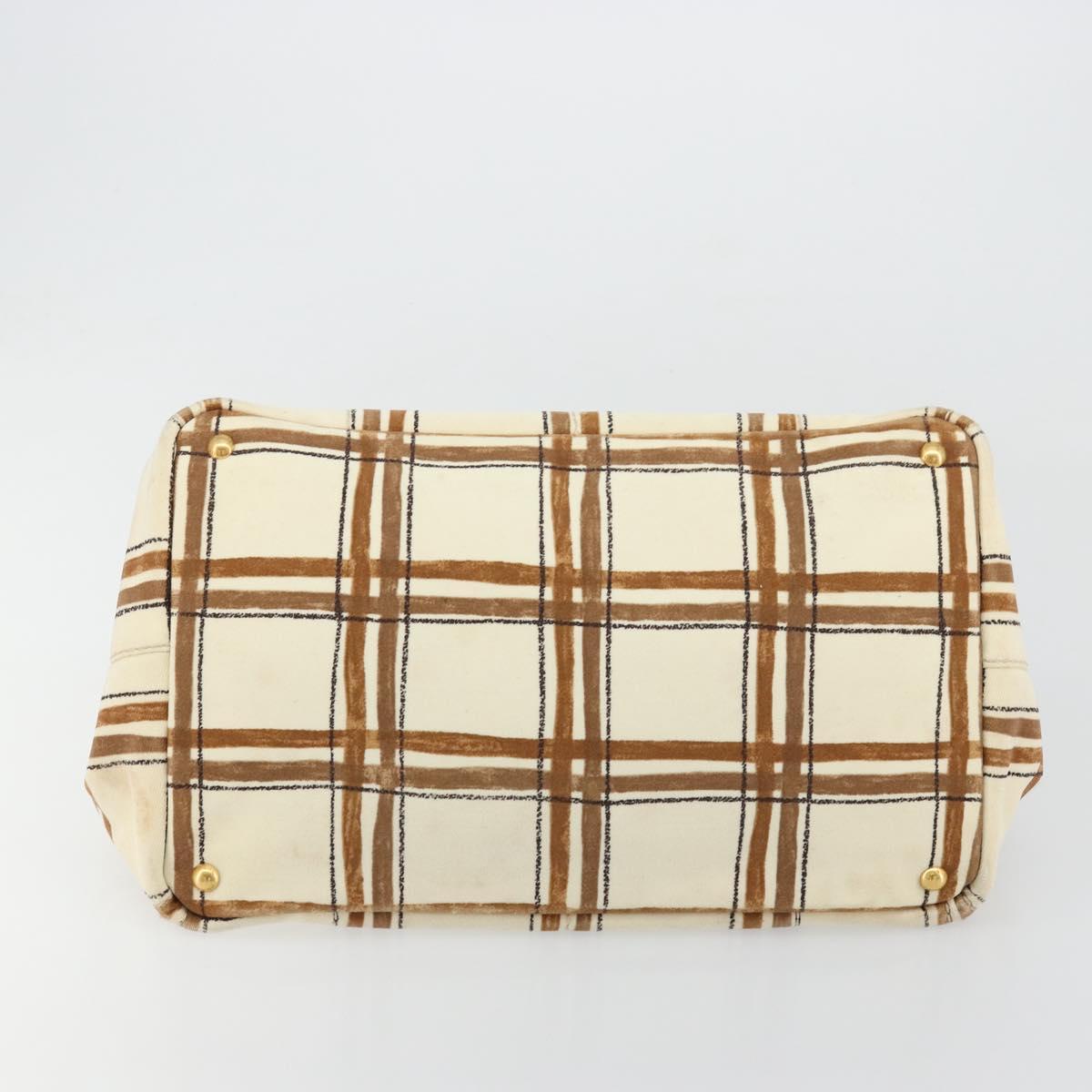 PRADA Canapa GM Tote Bag Canvas Beige Gold Auth BA12356
