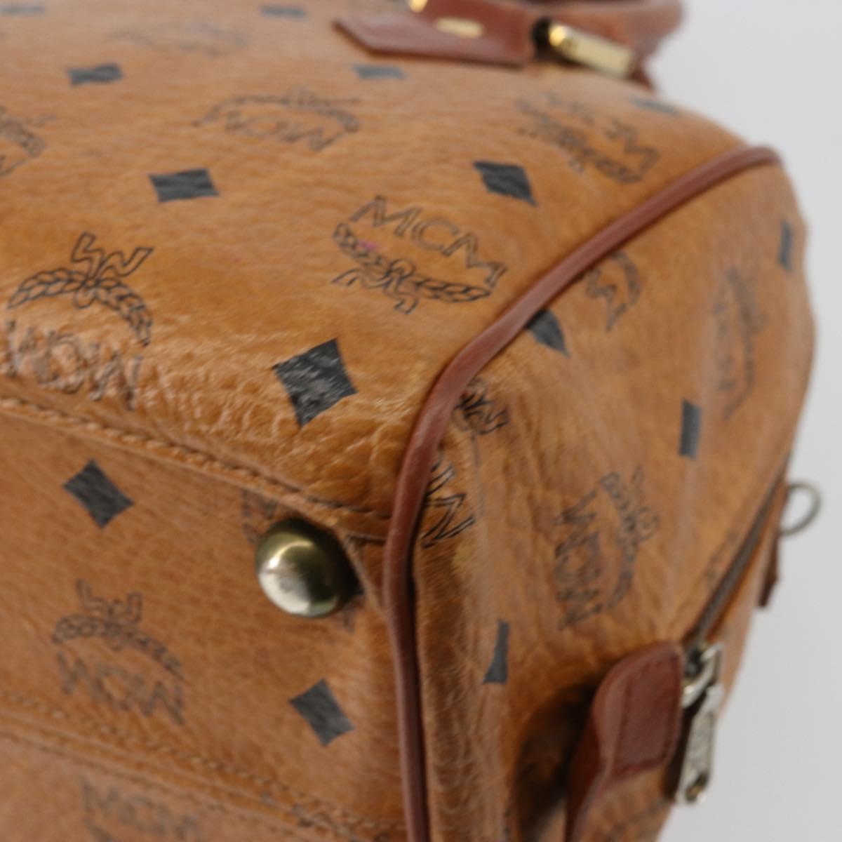 MCM Vicetos Logogram Hand Bag PVC Leather Brown Gold Auth BA12357A
