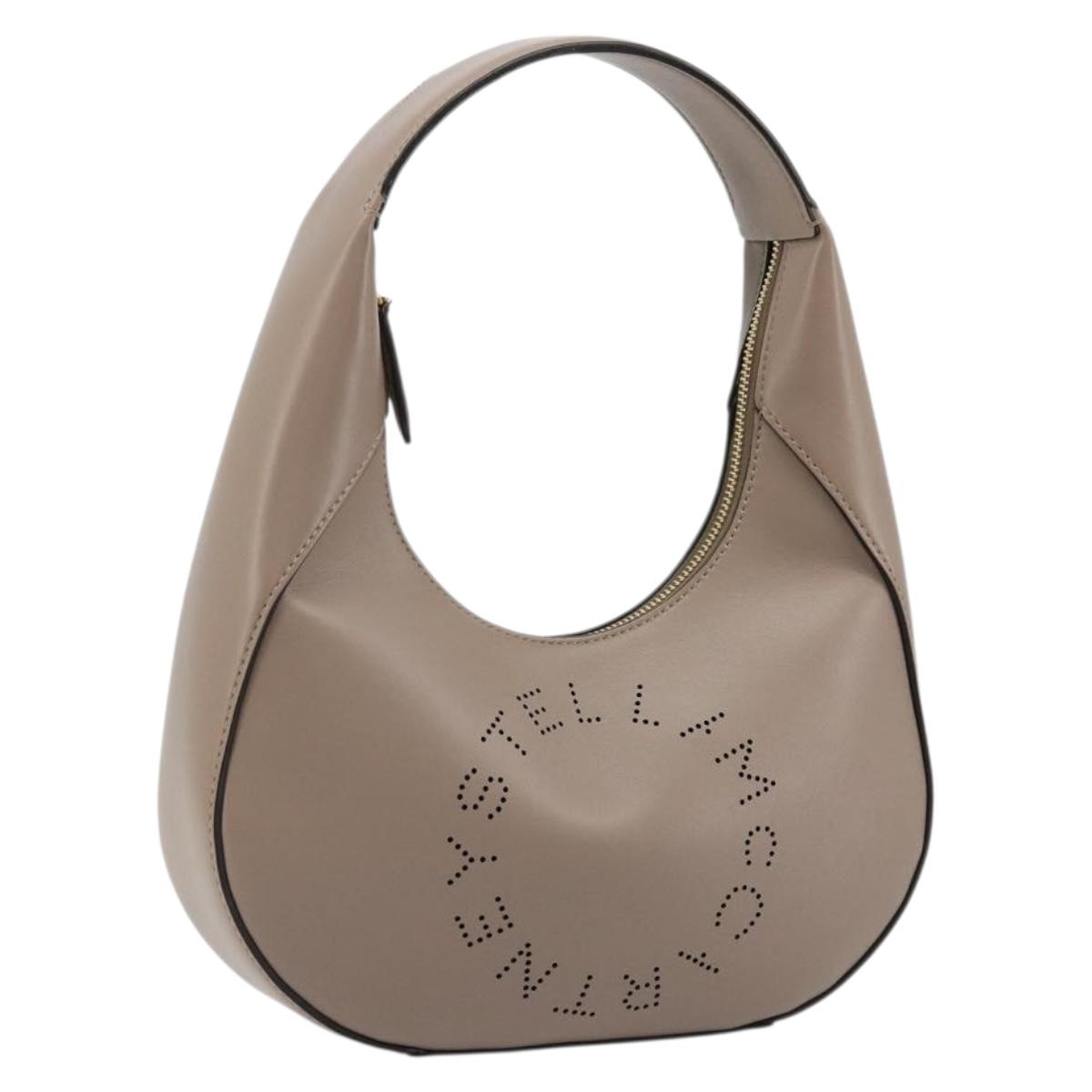 Stella MacCartney Hand Bag Leather Beige Gold Auth BA12359A