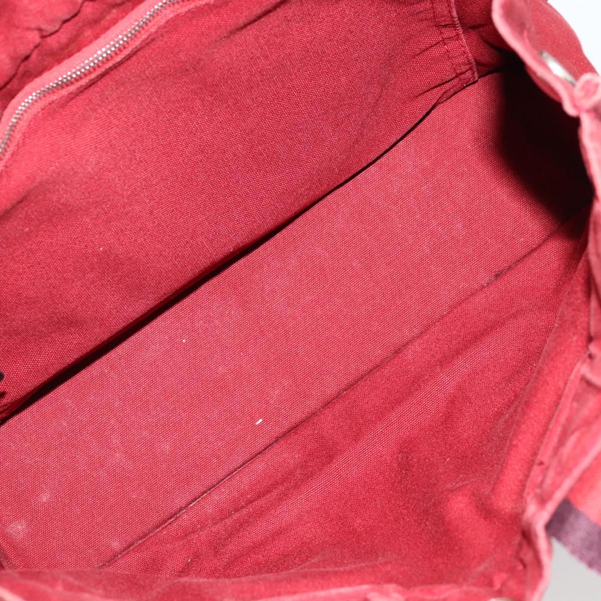 HERMES Fourre Tout PM Hand Bag cotton Red Silver Auth BA12360