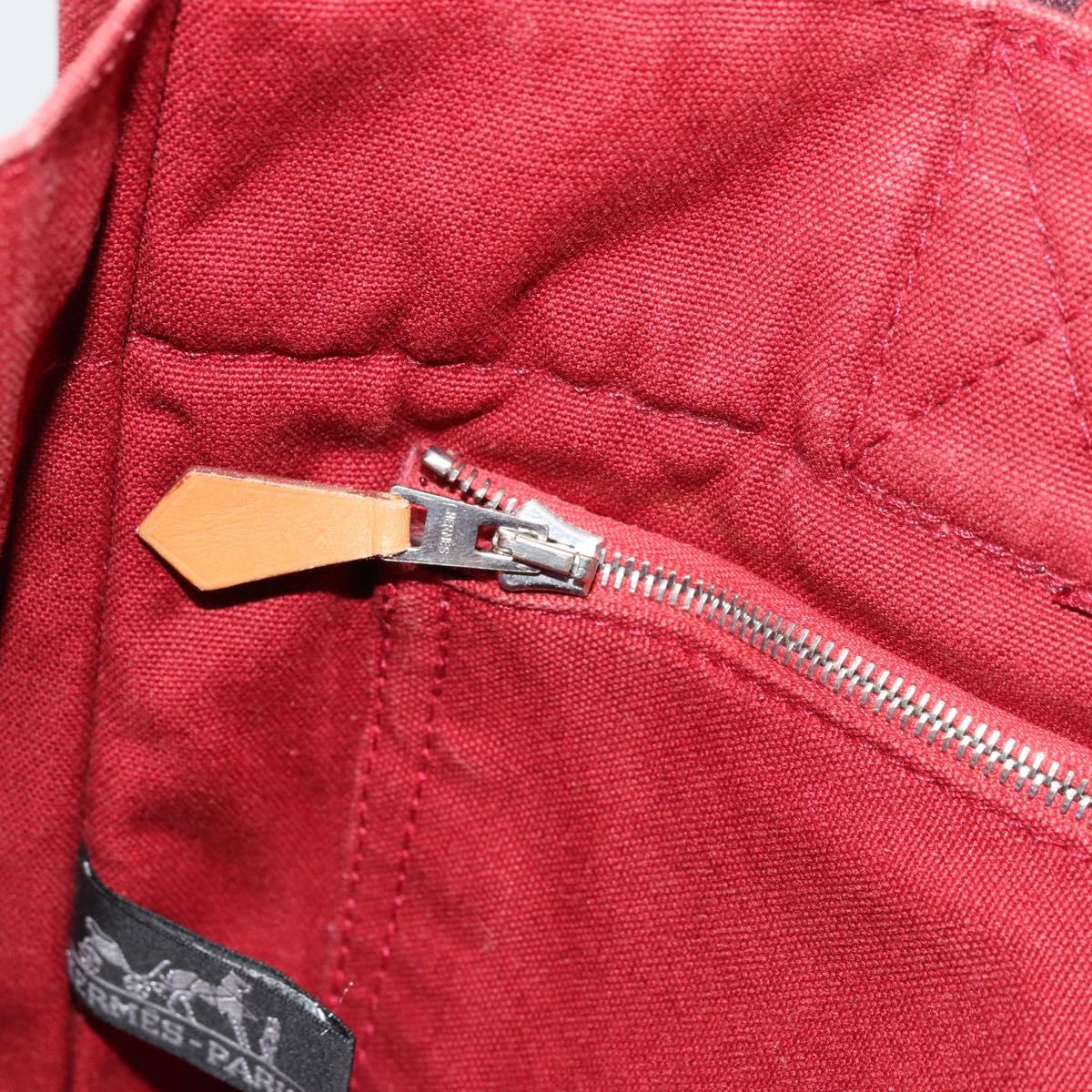 HERMES Fourre Tout PM Hand Bag cotton Red Silver Auth BA12360