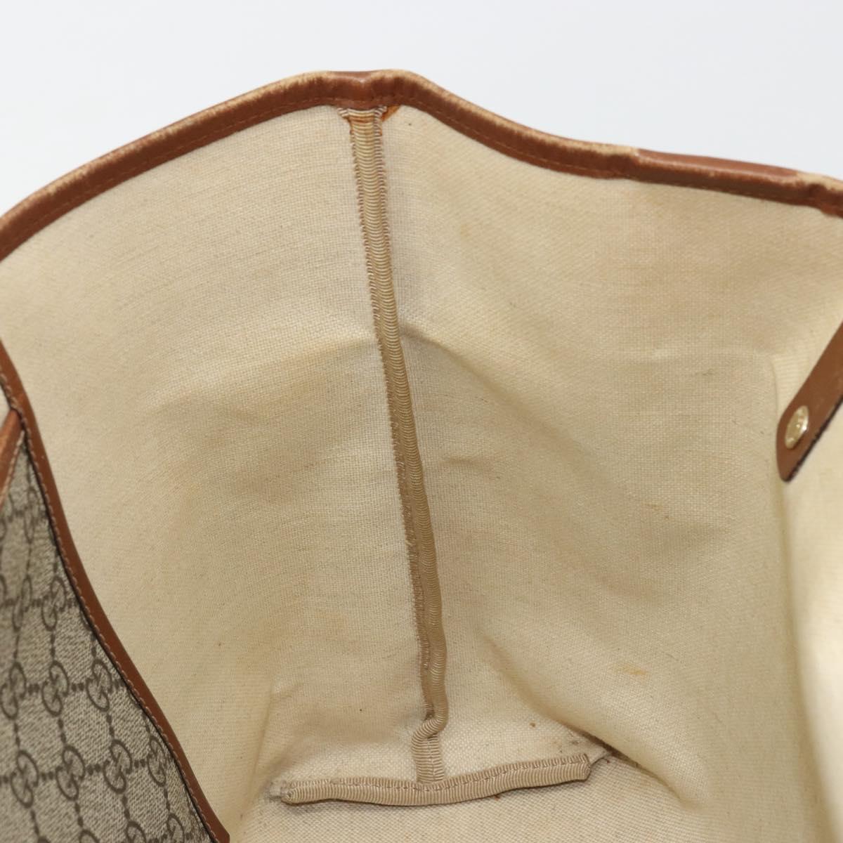 GUCCI GG Supreme Web Sherry Line Tote Bag PVC Beige Gold 211134 Auth BA12361