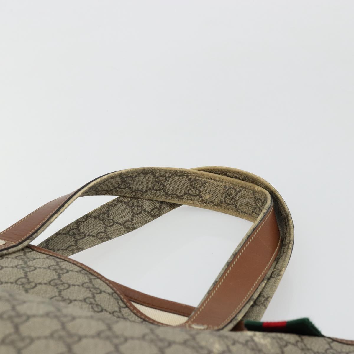 GUCCI GG Supreme Web Sherry Line Tote Bag PVC Beige Gold 211134 Auth BA12361