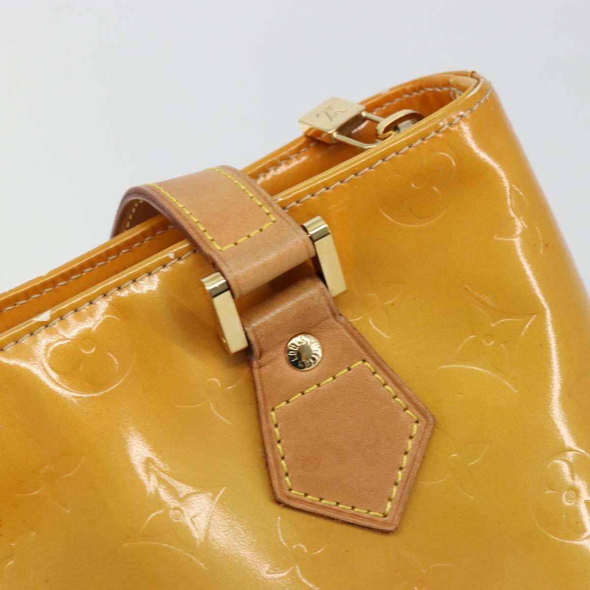 LOUIS VUITTON Monogram Vernis Houston Hand Bag Beige M91004 LV Auth BA12367