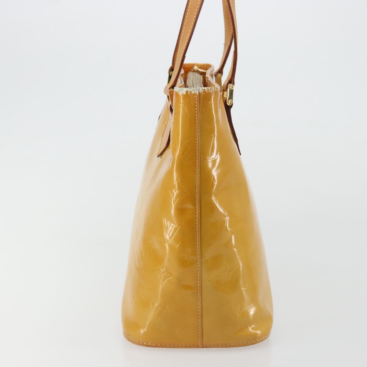 LOUIS VUITTON Monogram Vernis Houston Hand Bag Beige M91004 LV Auth BA12367
