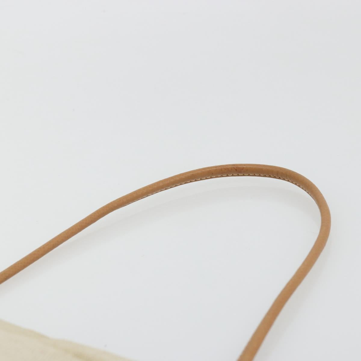 HERMES Hand Bag Canvas Beige Gold Auth BA12373