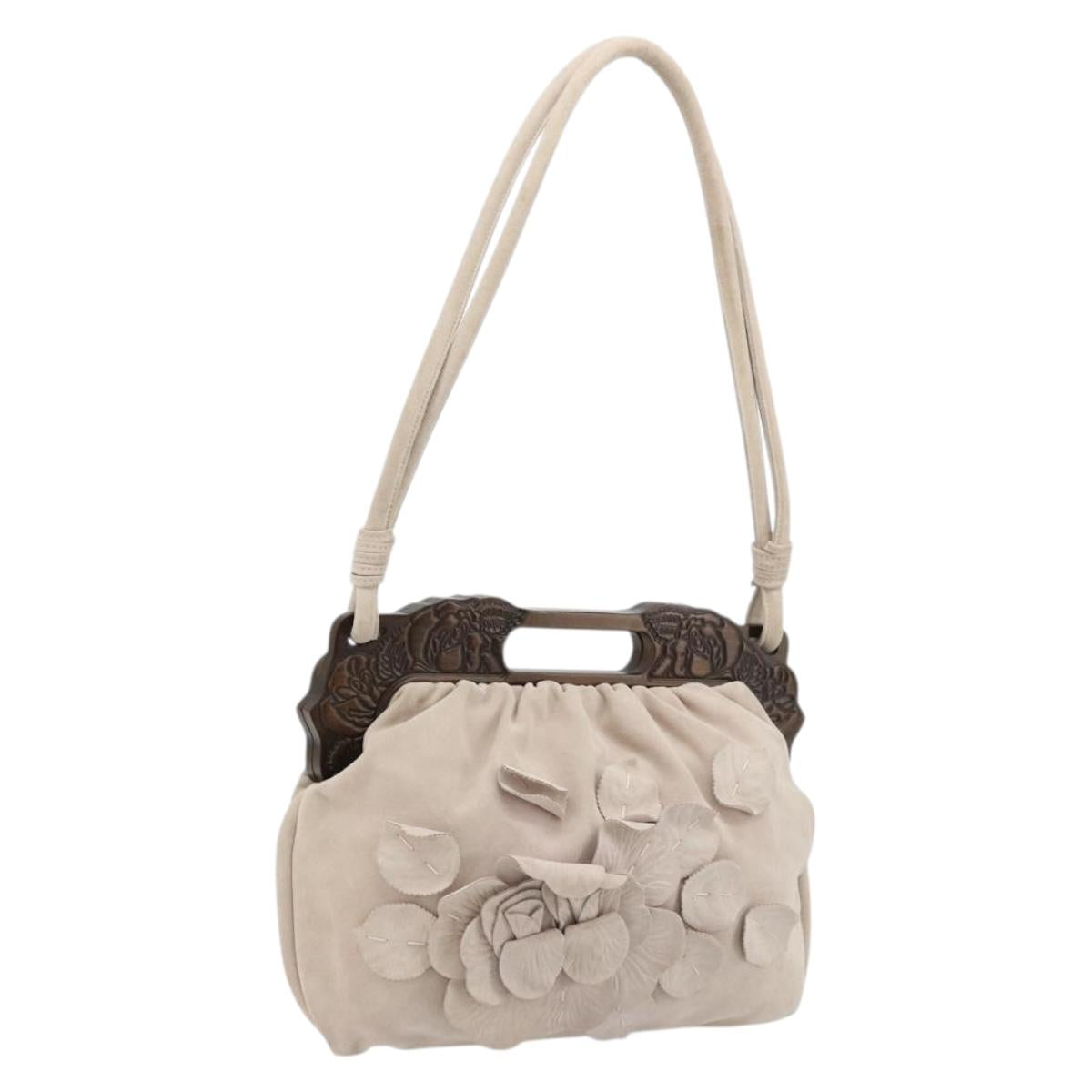 VALENTINO Hand Bag Suede 2way Pink Silver Auth BA12375A