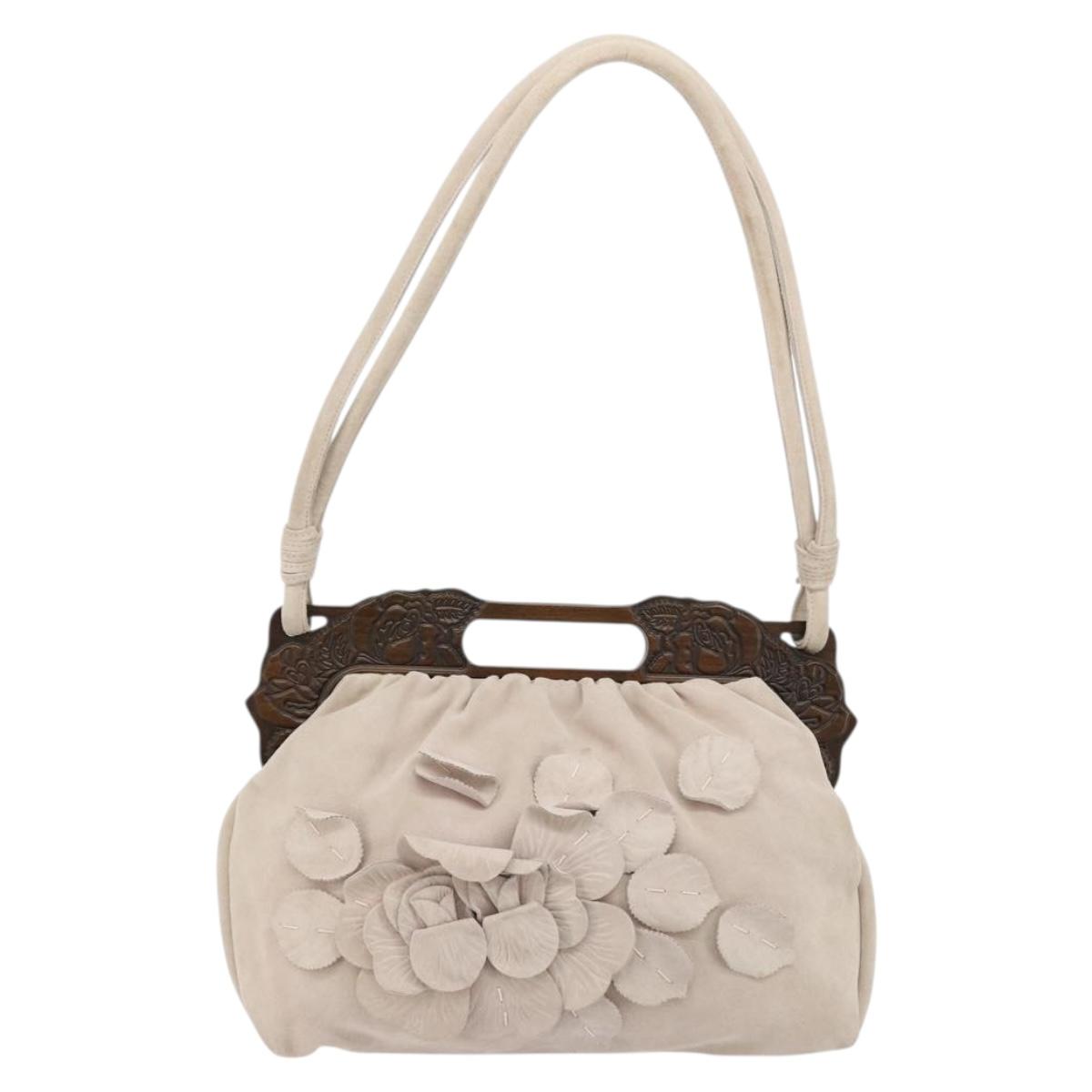 VALENTINO Hand Bag Suede 2way Pink Silver Auth BA12375A