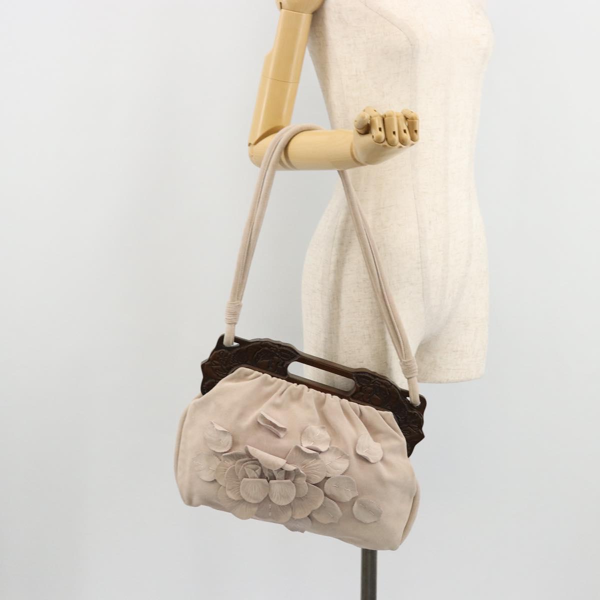 VALENTINO Hand Bag Suede 2way Pink Silver Auth BA12375A