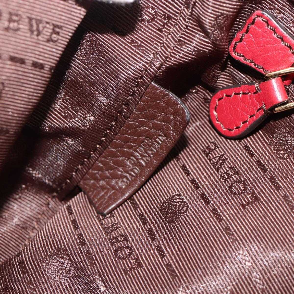 LOEWE Anagram Hand Bag Leather 2way Brown Gold Auth BA12376A