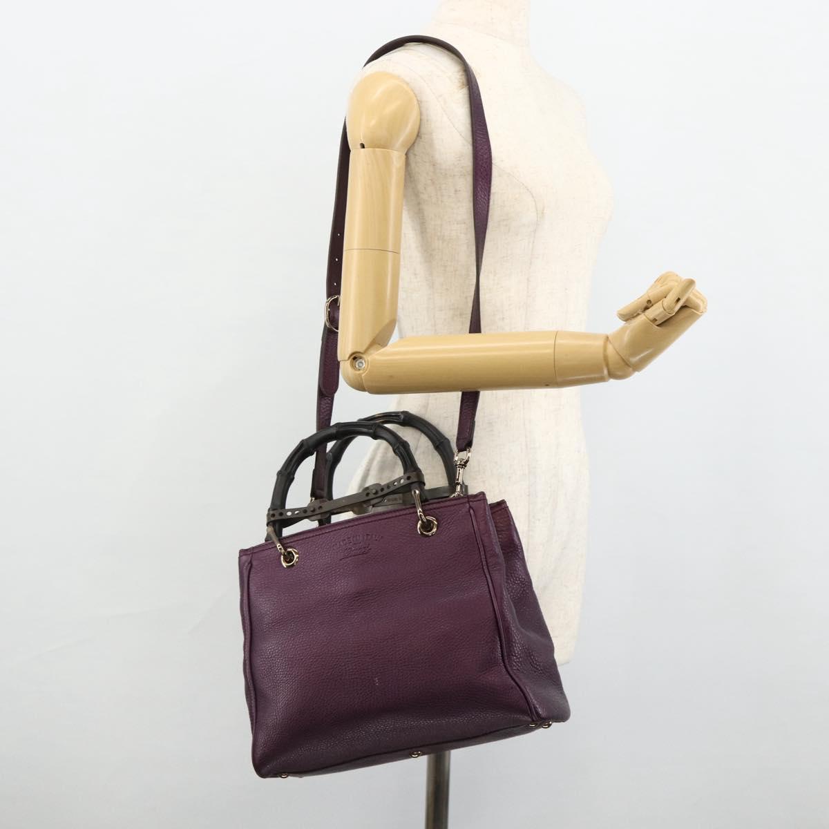GUCCI Bamboo Hand Bag 2way Purple 336032 Auth BA12378A