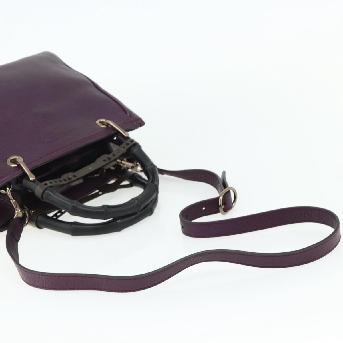 GUCCI Bamboo Hand Bag 2way Purple 336032 Auth BA12378A