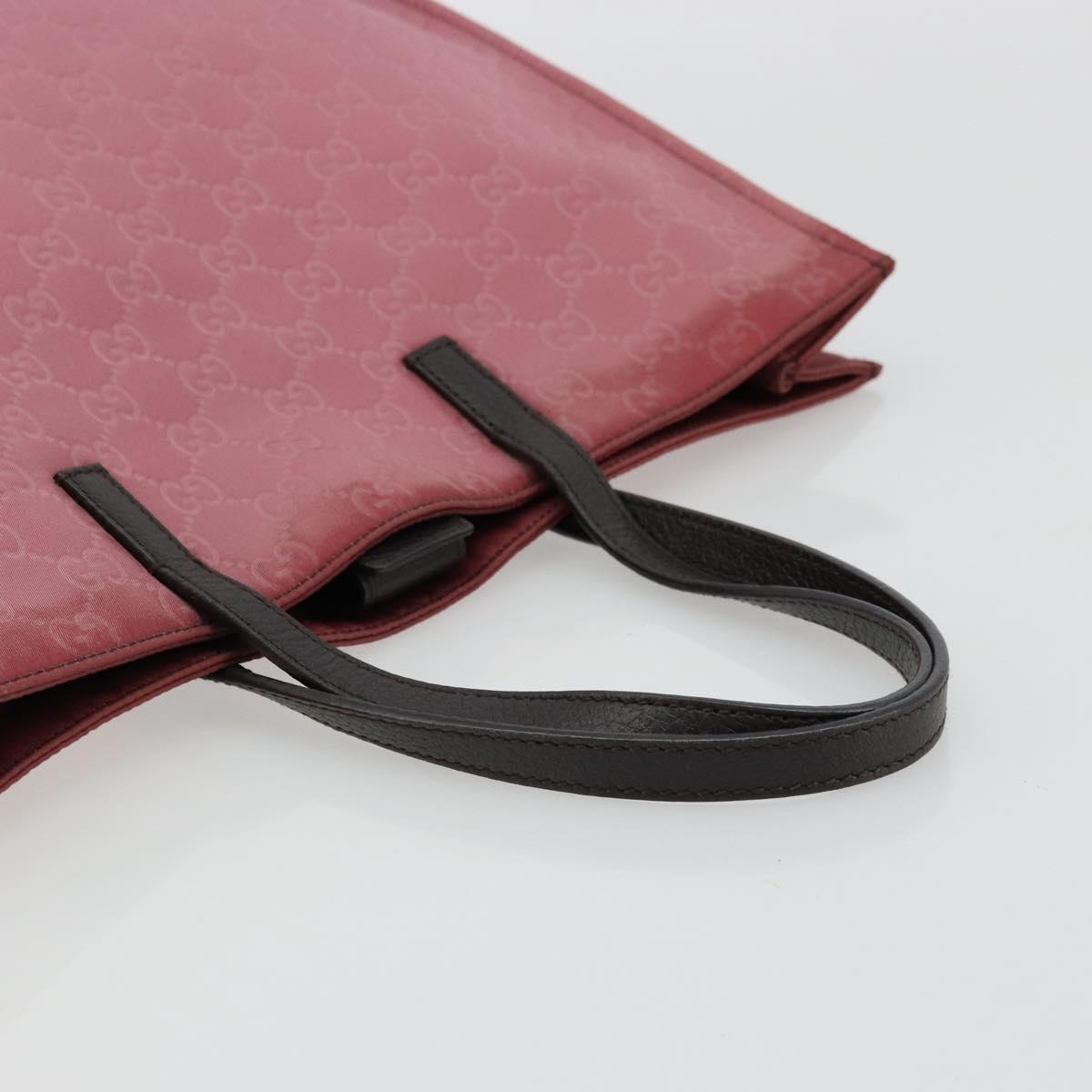 GUCCI GG Canvas Tote Bag Nylon Pink Silver 355732 Auth BA12380