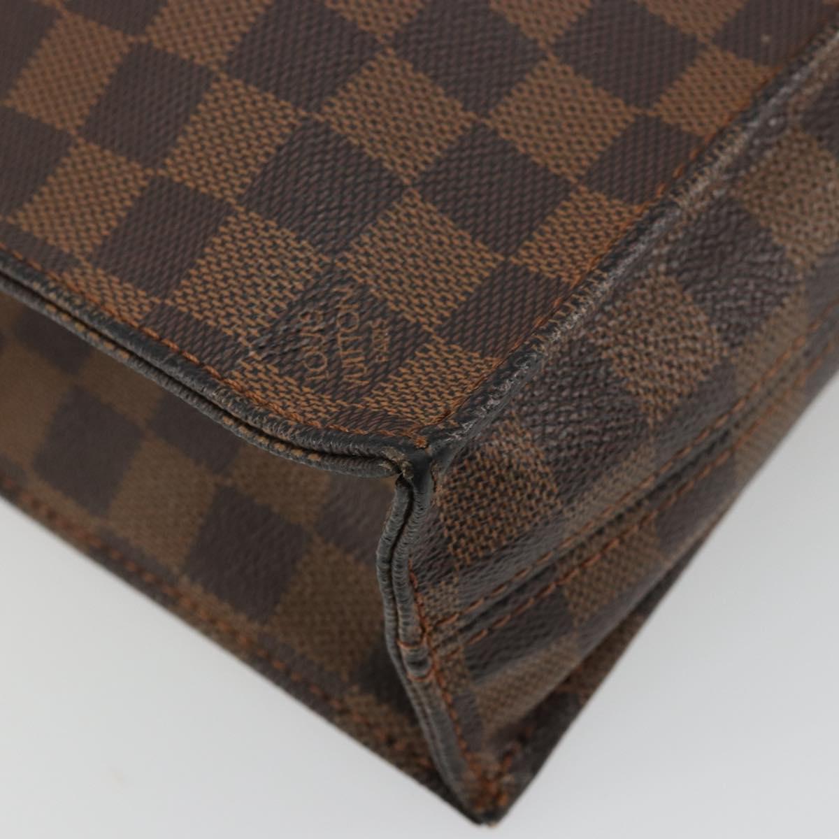 LOUIS VUITTON Damier Ebene Sac Plat Hand Bag N51140 LV Auth BA12381