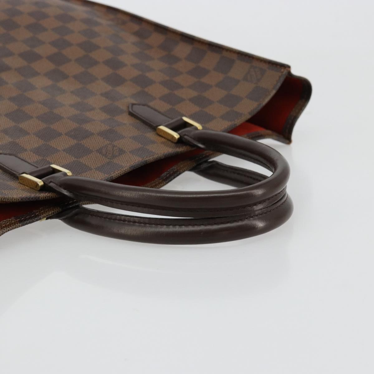 LOUIS VUITTON Damier Ebene Sac Plat Hand Bag N51140 LV Auth BA12381
