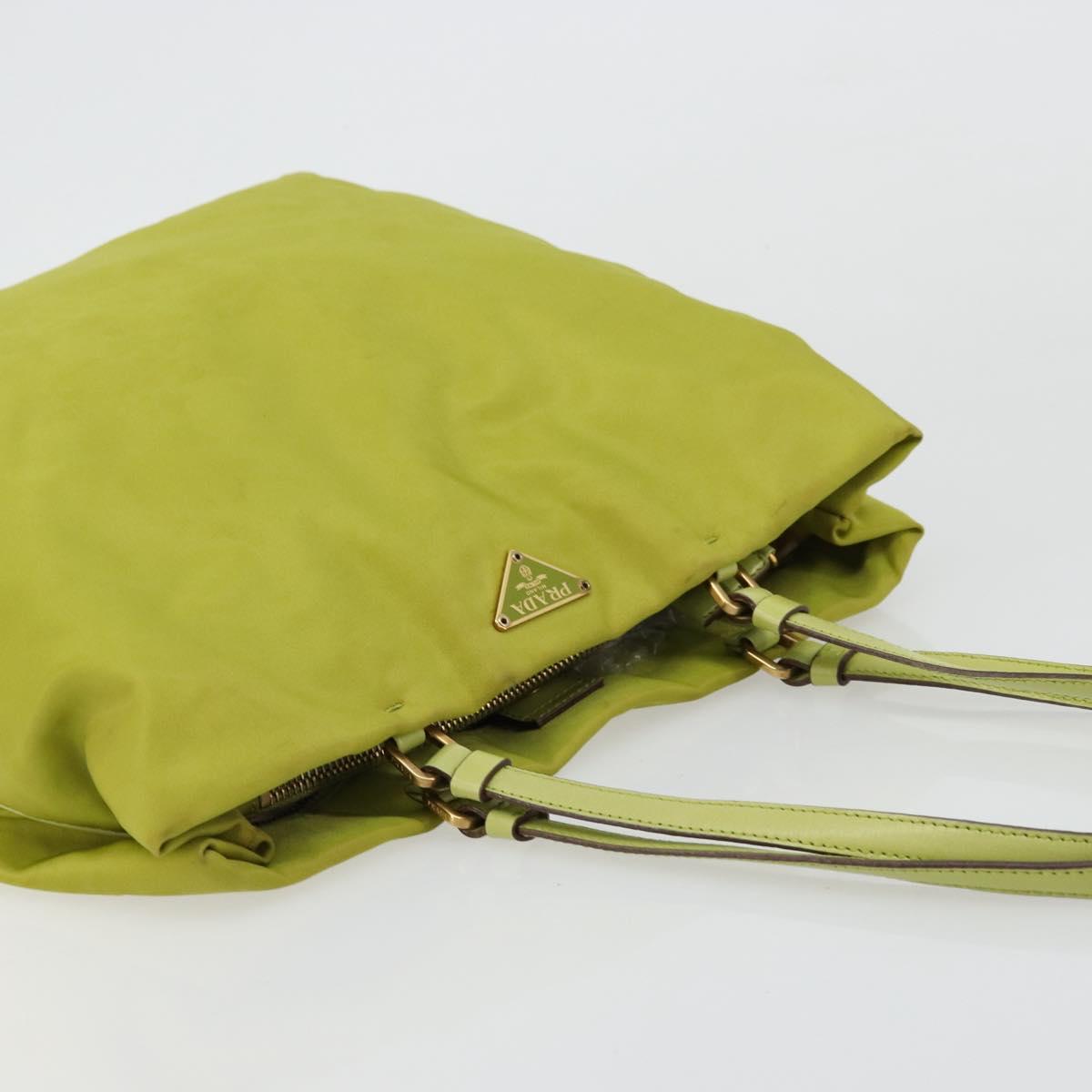 PRADA Tote Bag Nylon Green Gold Auth BA12382