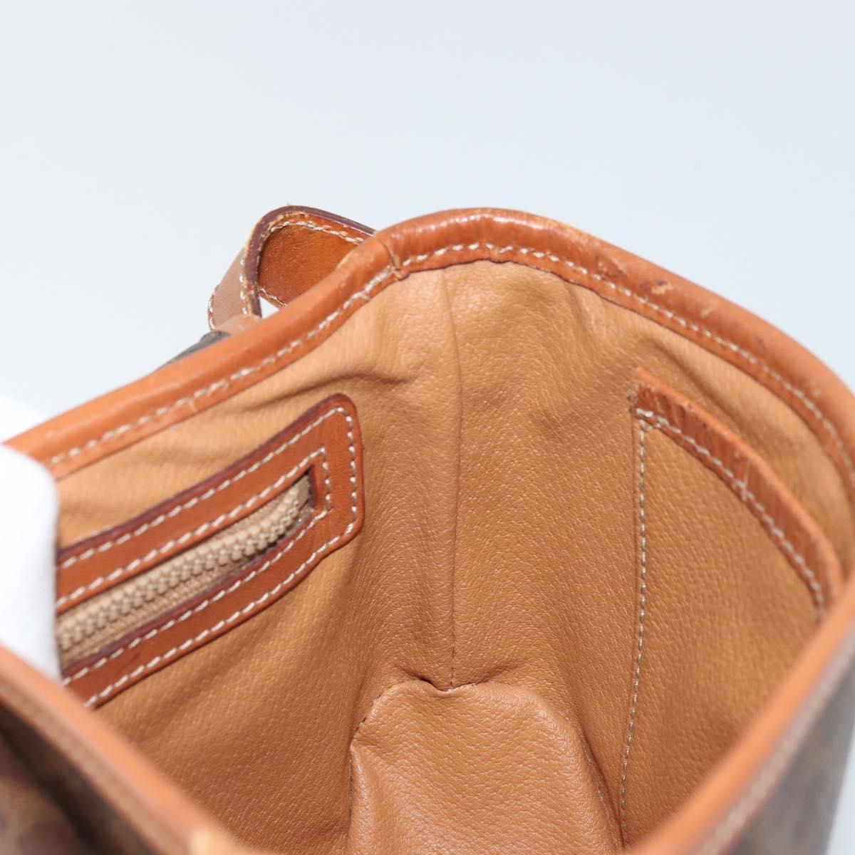 CELINE Macadam Canvas Shoulder Bag PVC Leather Brown Gold Auth BA12386